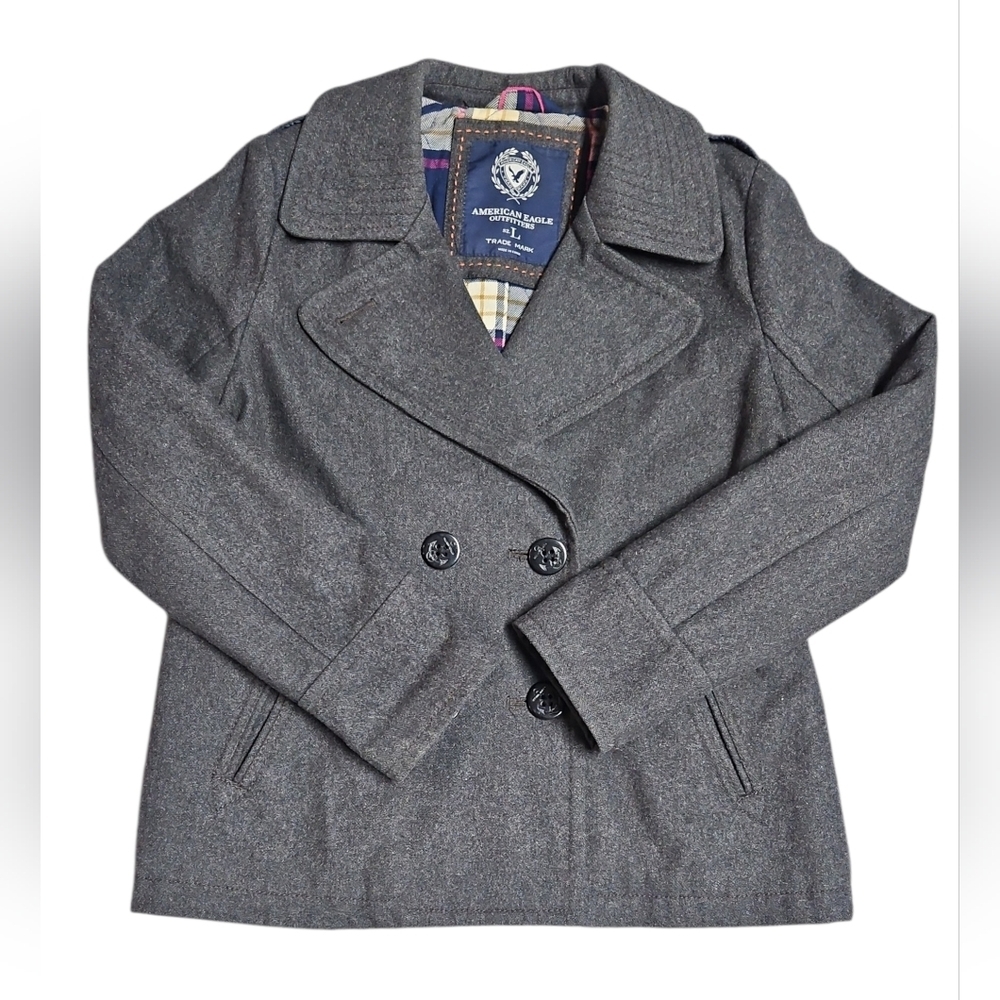American Eagle Outfitters Gray Lined Peacoat Size Large Womens